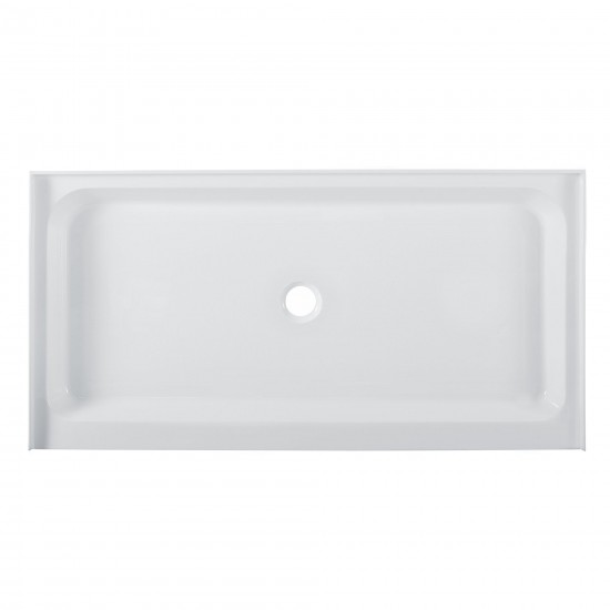 Voltaire 60 x 30 Acrylic White, Single-Threshold, Center Drain, Shower Base