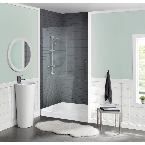 Voltaire 42 x 36 Acrylic White, Single-Threshold, Center Drain, Shower Base