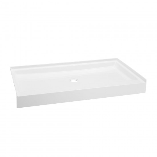 Voltaire 60 x 36 Acrylic White, Single-Threshold, Center Drain, Shower Base