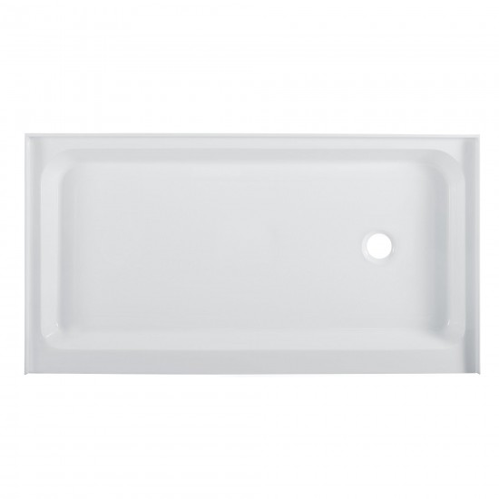 Voltaire 60 x 34 Acrylic White, Single-Threshold, Right Side Drain, Shower Base