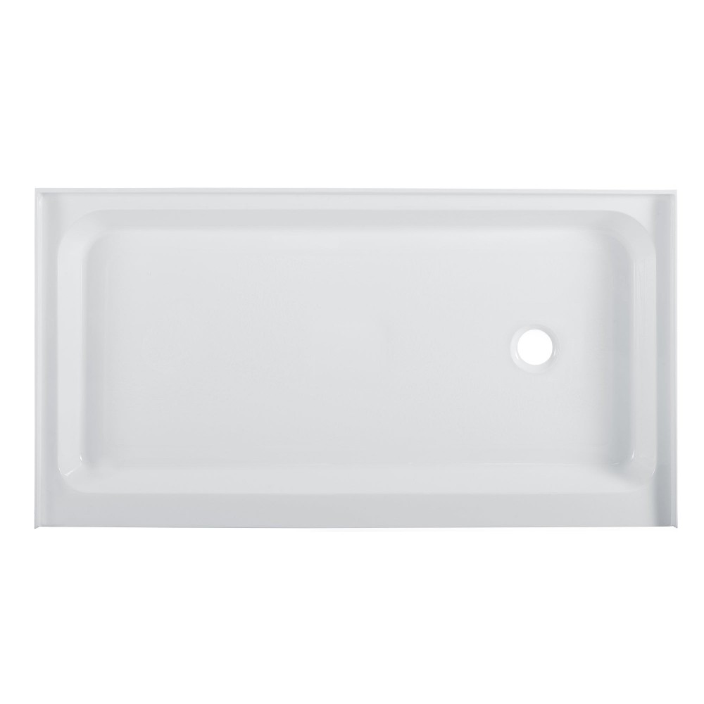 Voltaire 60 x 34 Acrylic White, Single-Threshold, Right Side Drain, Shower Base