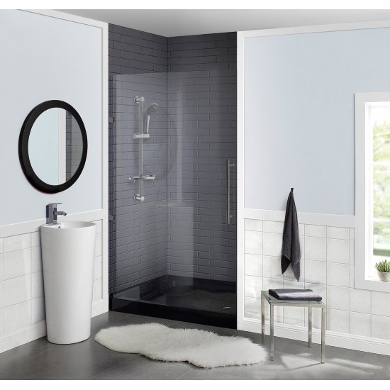 Voltaire 36 x 36 Acrylic Black, Single-Threshold, Center Drain, Shower Base