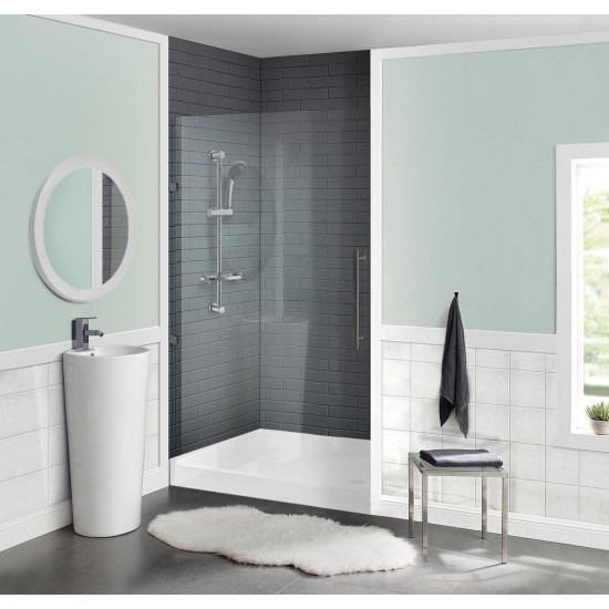 Voltaire 42 x 42 Acrylic White, Single-Threshold, Center Drain, Shower Base