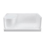 Aquatique 60x32 Single Threshold Shower Base, RH Drain, Left Hand Seat in White