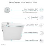 Hugo Intelligent Tankless Elongated Toilet, Touchless Dual-Flush 1.1/1.6 gpf