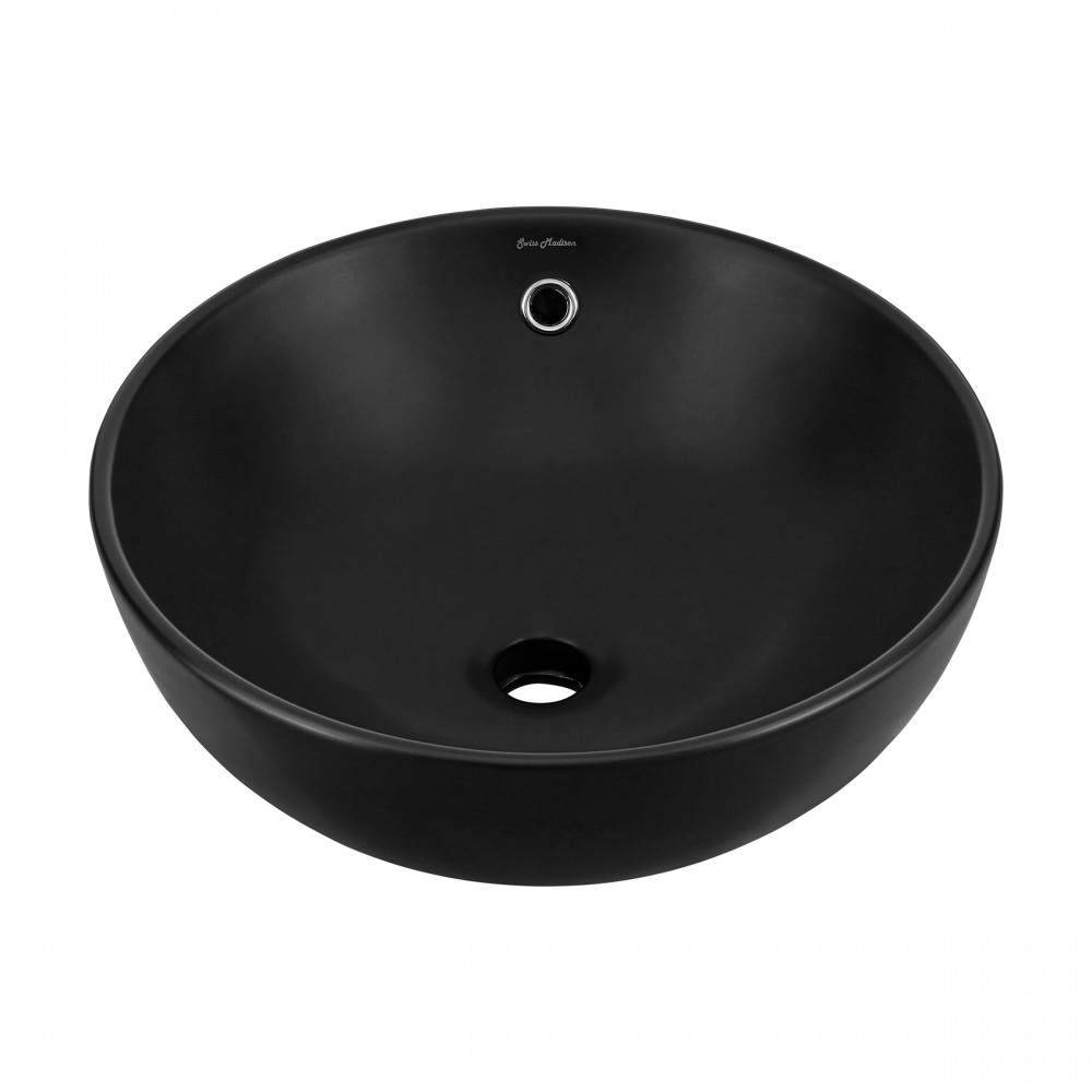 Swiss Madison Sublime 17” Round Vessel Sink in Matte Black