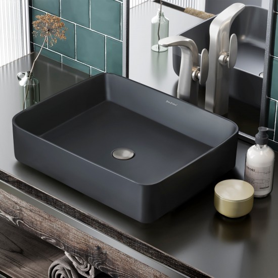 Concorde Rectangle Ceramic Vessel Sink, Matte Black