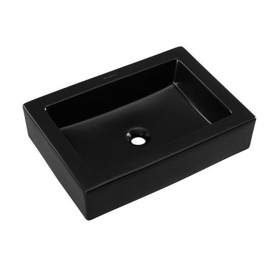 Voltaire Ceramic Rectangle Vessel Sink, Matte Black