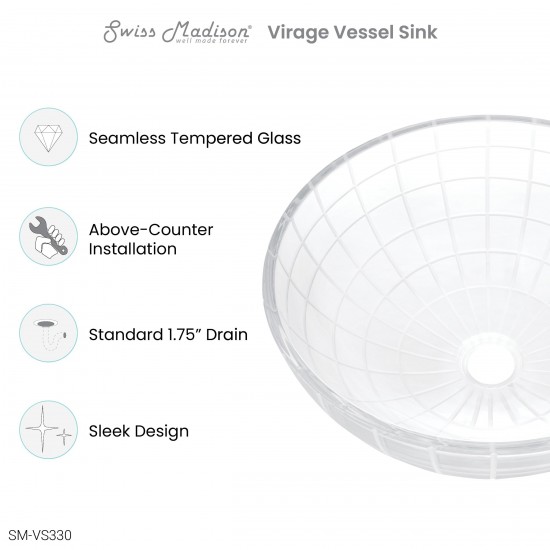 Swiss Madison Virage 16.5" Round Glass Vessel Sink