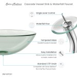 Swiss Madison Cascade 16.5 Glass Vessel Sink with Faucet, Clear