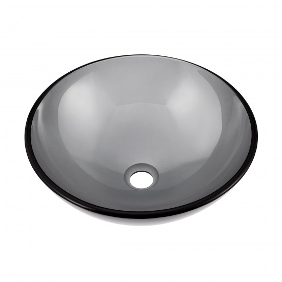 Cascade 16.5 Color Glass Vessel Sink with Faucet, Black