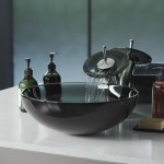 Cascade 16.5 Color Glass Vessel Sink with Faucet, Black