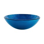 Cascade 16.5 Glass Vessel Sink with Faucet, Ocean Blue