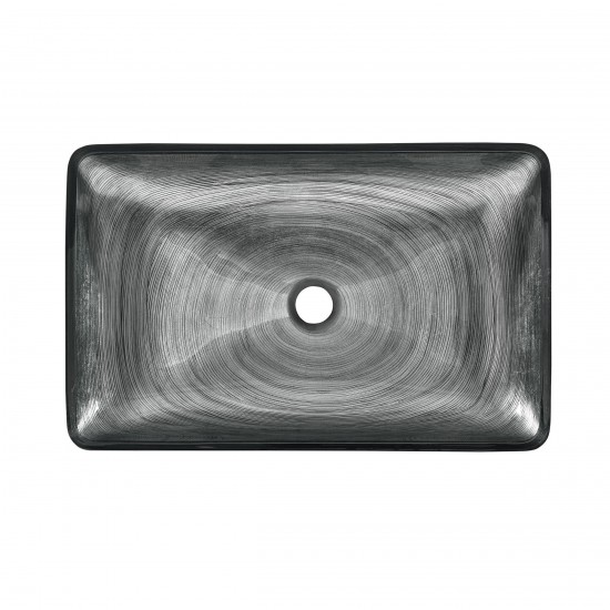 Cascade Rectangular Glass Vessel Sink with Faucet, Smoky Grey