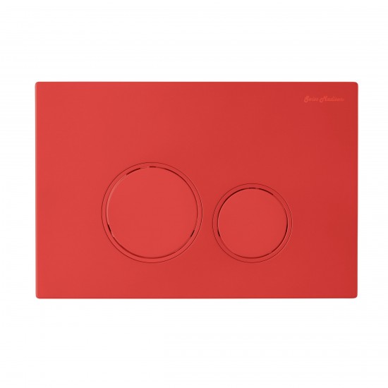 Wall Mount Dual Flush Actuator Plate with Round Push Buttons in Matte Red