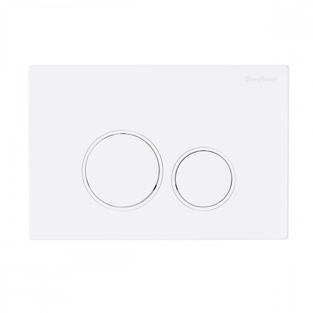 Wall Mount Dual Flush Actuator Plate with Round Push Buttons in Matte White