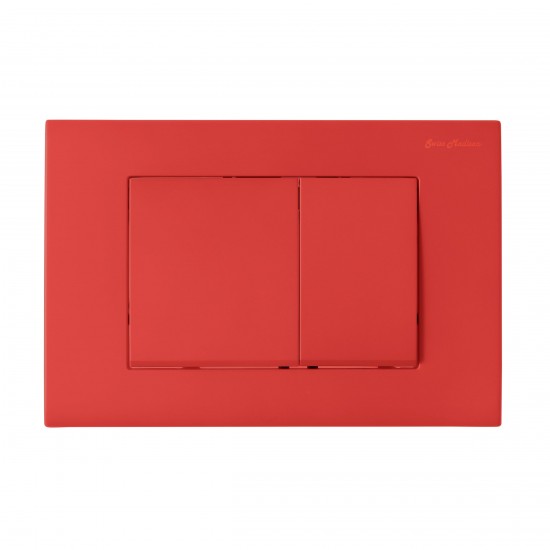 Wall Mount Dual Flush Actuator Plate with Square Push Buttons in Matte Red