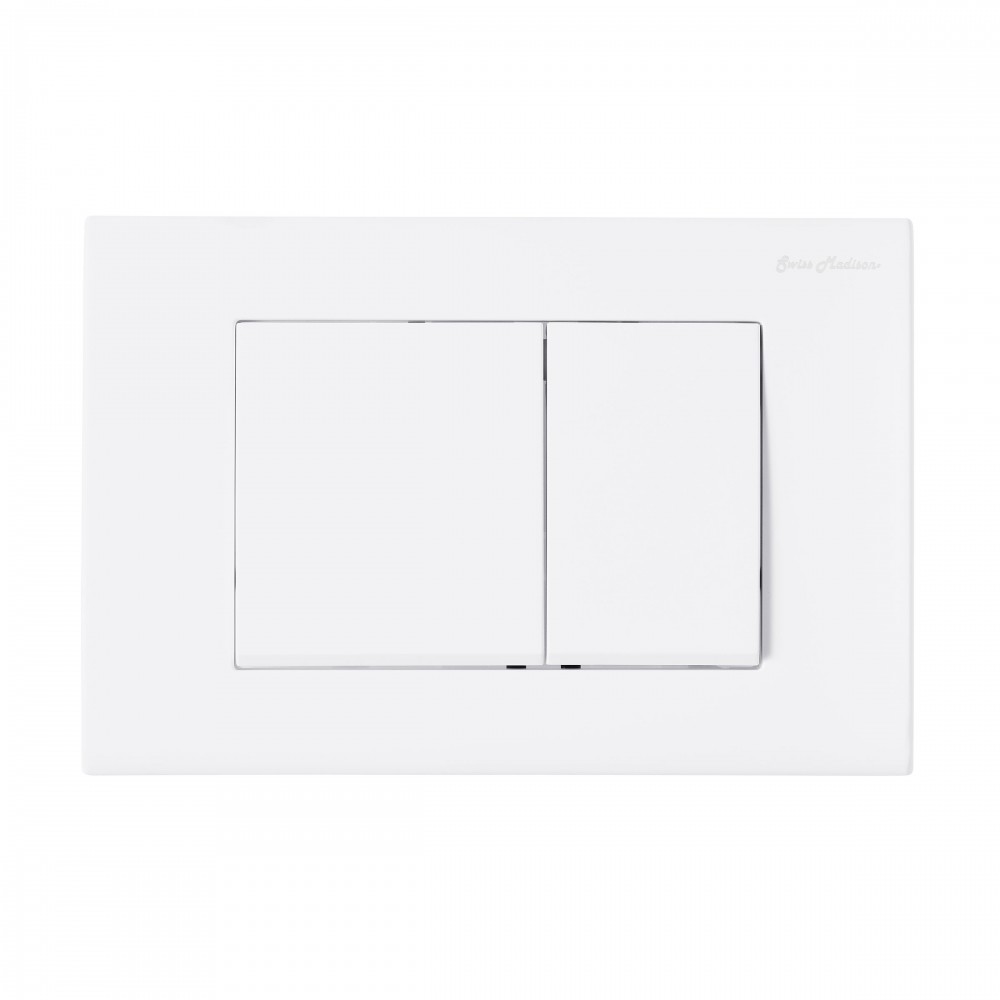 Wall Mount Dual Flush Actuator Plate with Square Push Buttons in Matte White