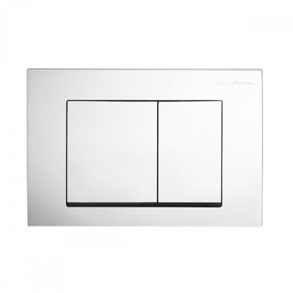 Wall Mount Dual Flush Actuator plate with Square Push Buttons in Polished Chrome