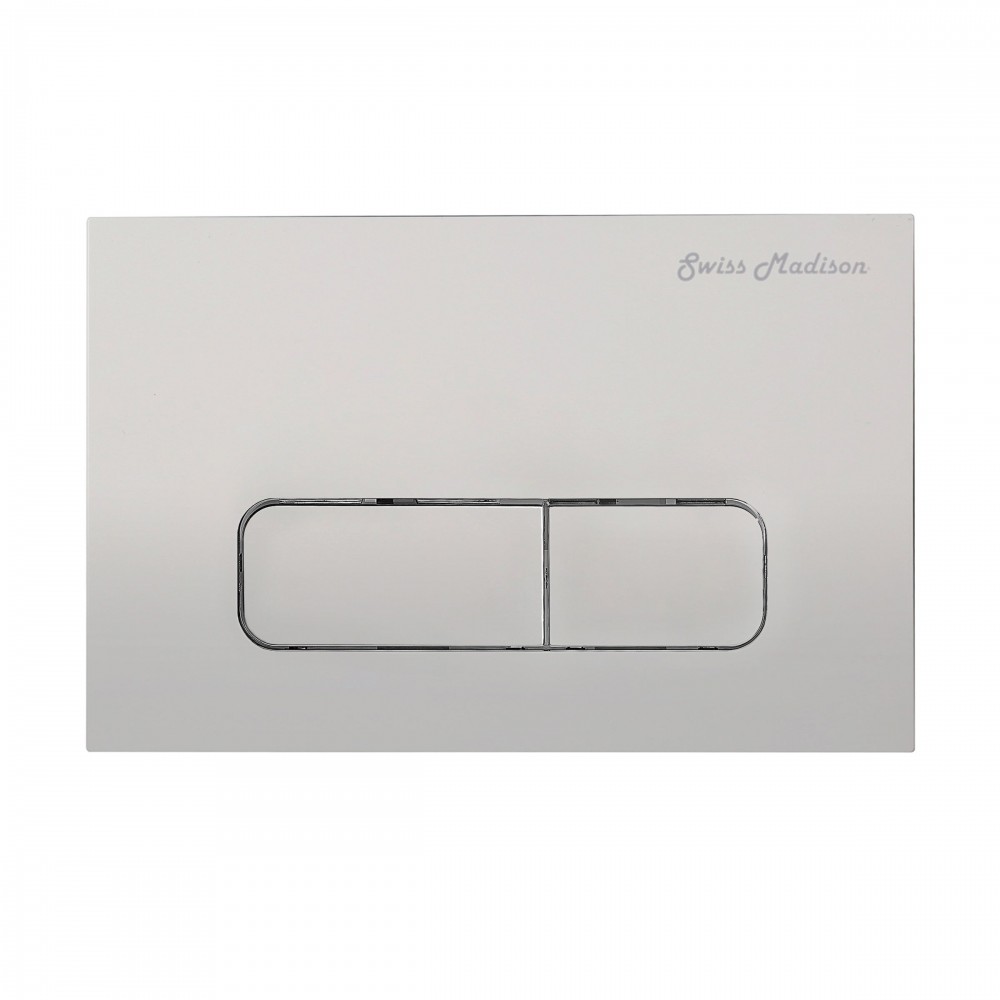 Wall Mount Dual Flush Actuator Plate with Rectangle Push Buttons in Matte Chrome