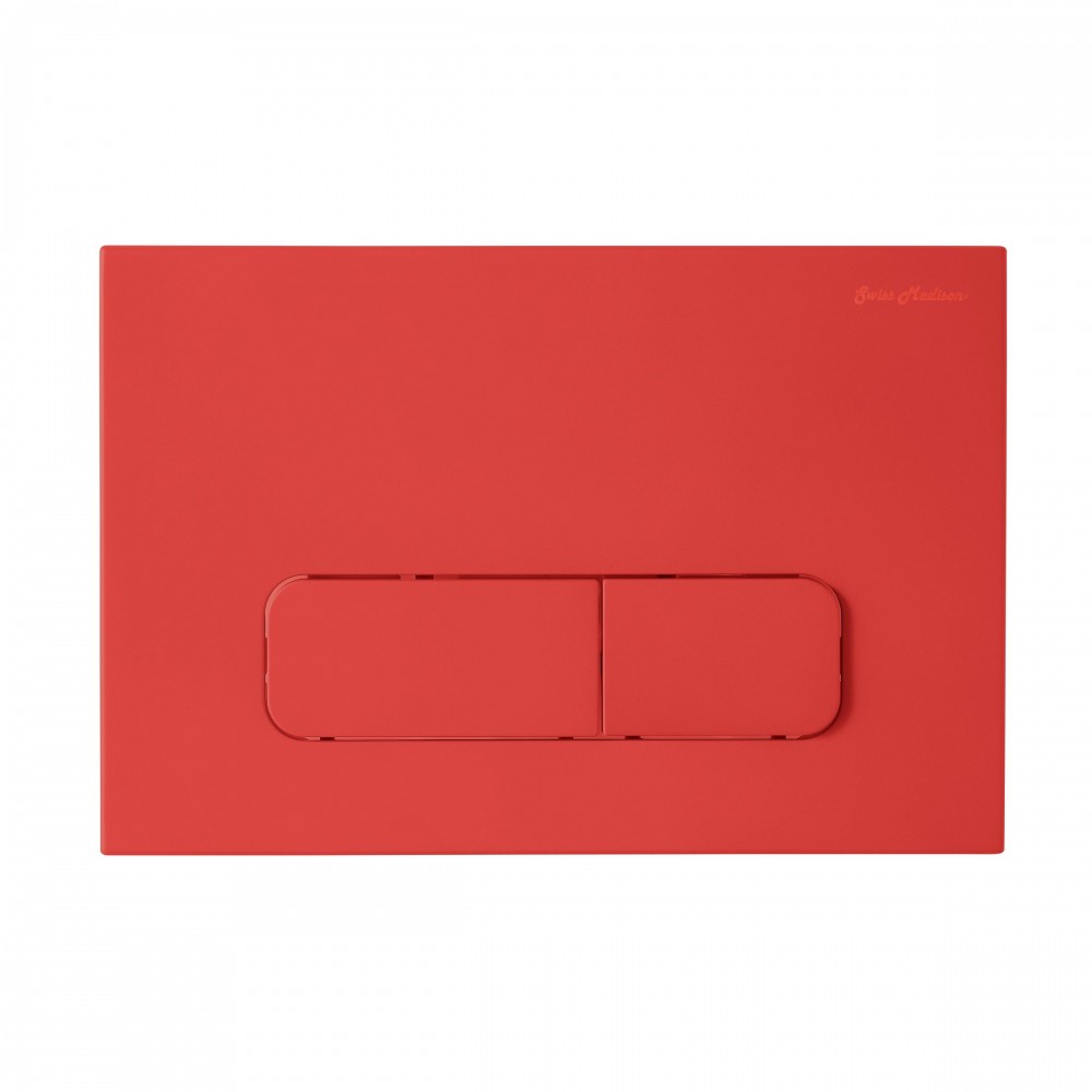 Wall Mount Dual Flush Actuator Plate with Rectangle Push Buttons in Matte Red