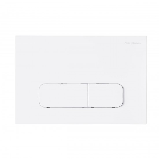 Wall Mount Dual Flush Actuator Plate with Rectangle Push Buttons in Matte White
