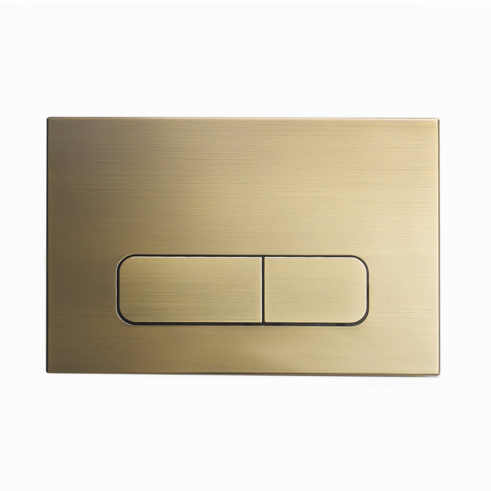 Wall Mount Dual Flush Actuator Plate with Rectangle Push Buttons, Brushed Brass