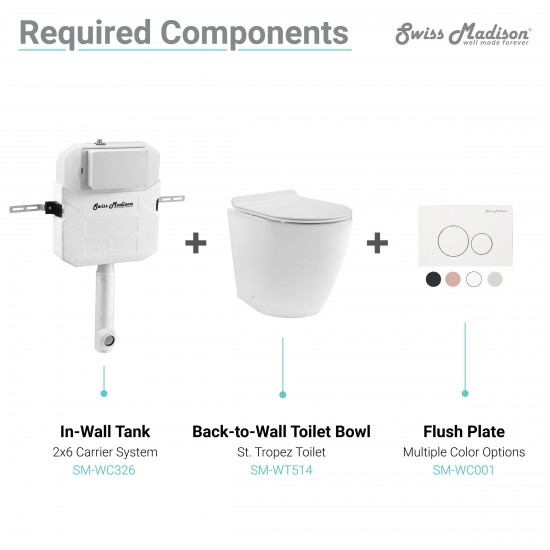 2' x 6' Concealed In-Wall Toilet Tank Carrier System for Back to Wall Toilet
