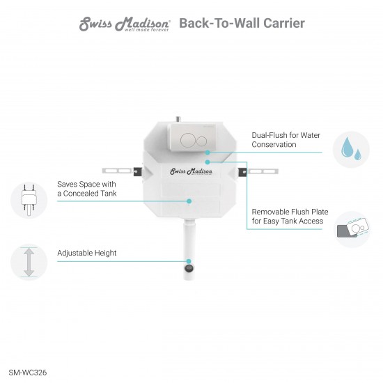 2' x 6' Concealed In-Wall Toilet Tank Carrier System for Back to Wall Toilet