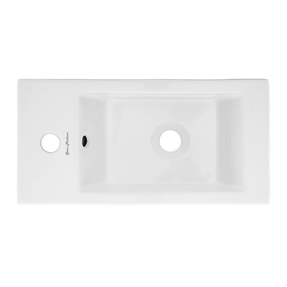 Voltaire 19.5x10 Rectangular Ceramic Wall Hung Sink with Left Side Faucet Mount