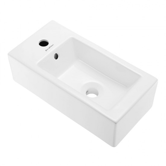 Voltaire 19.5x10 Rectangular Ceramic Wall Hung Sink with Left Side Faucet Mount