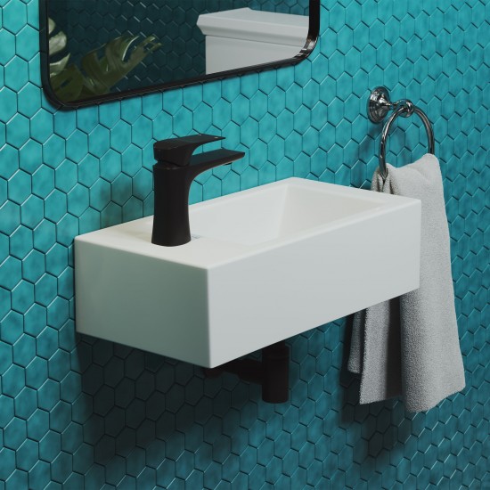 Voltaire 19.5x10 Rectangular Ceramic Wall Hung Sink with Left Side Faucet Mount