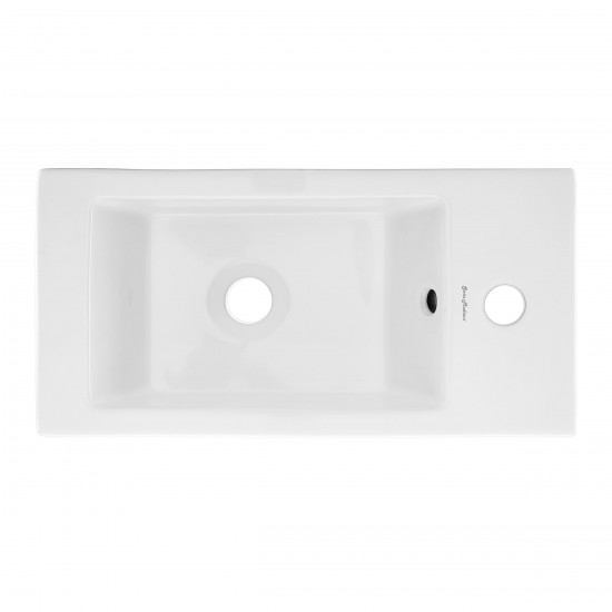 Voltaire 19.5x10 Rectangular Ceramic Wall Hung Sink with Right Side Faucet Mount