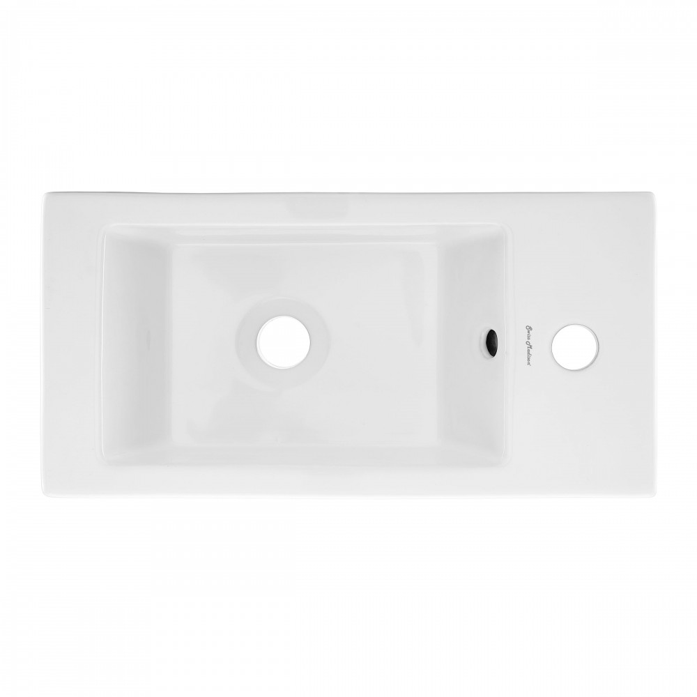 Voltaire 19.5x10 Rectangular Ceramic Wall Hung Sink with Right Side Faucet Mount