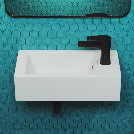 Voltaire 19.5x10 Rectangular Ceramic Wall Hung Sink with Right Side Faucet Mount