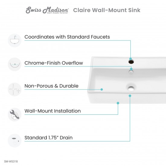 Swiss Madison Claire Ceramic Wall Hung Sink