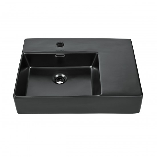 St. Tropez 24x18 Ceramic Wall Hung Sink with Left Side Faucet Mount, Matte Black