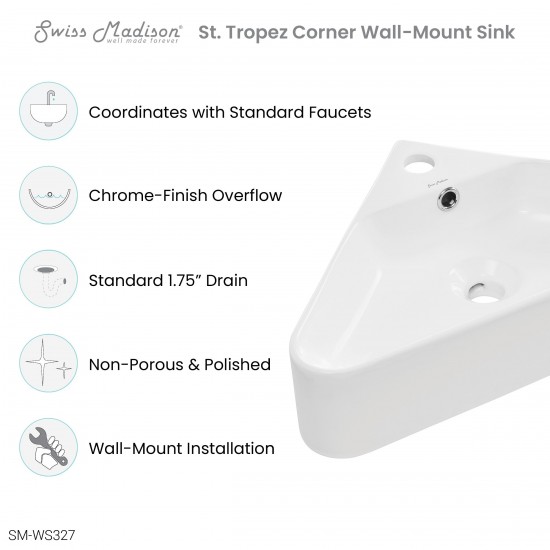 Swiss Madison St Tropez Corner Wall Hung Sink