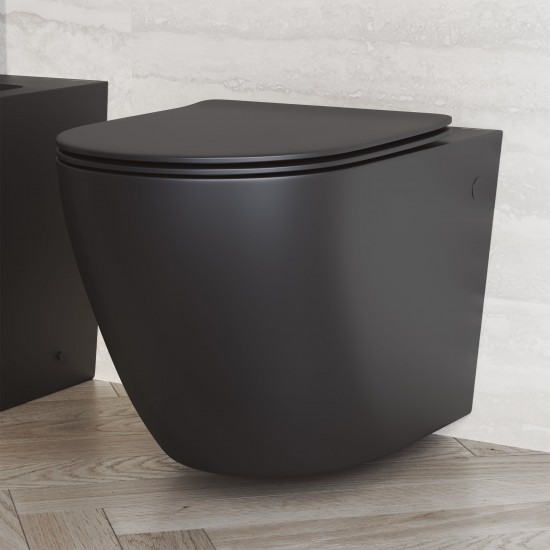 St.Tropez Wall-Hung Elongated Toilet Bowl in Matte Black