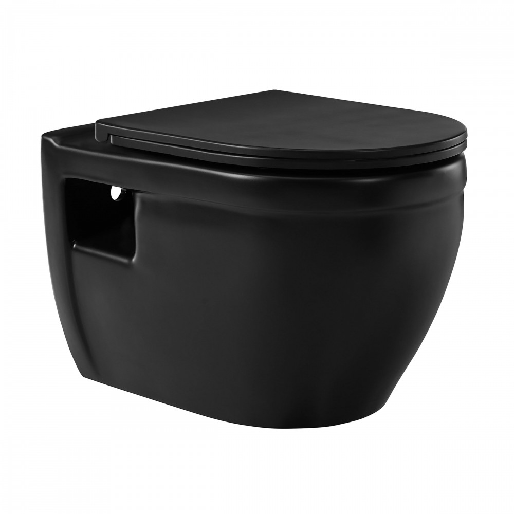 Ivy Wall-Hung Elongated Toilet Bowl in Matte Black