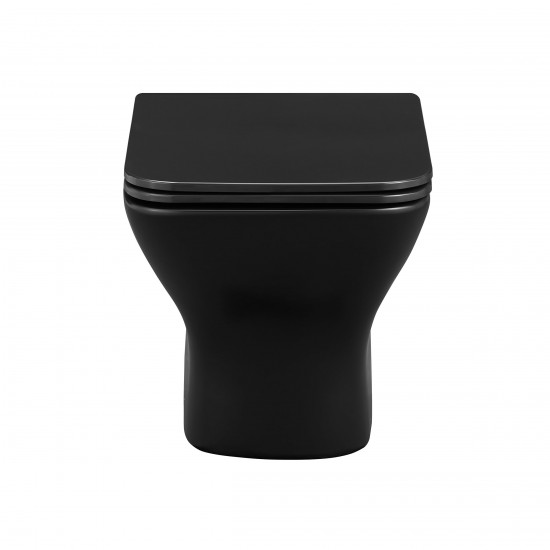 Carre Wall-Hung Elongated Toilet Bowl in Matte Black