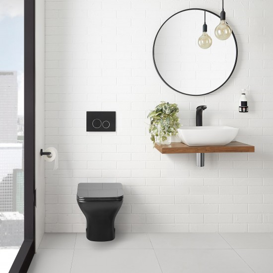 Carre Wall-Hung Elongated Toilet Bowl in Matte Black