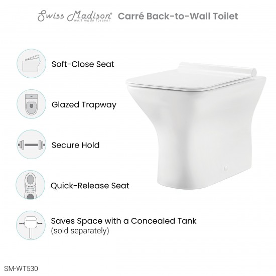 Swiss Madison Carre Back-To-Wall Square Toilet Bowl