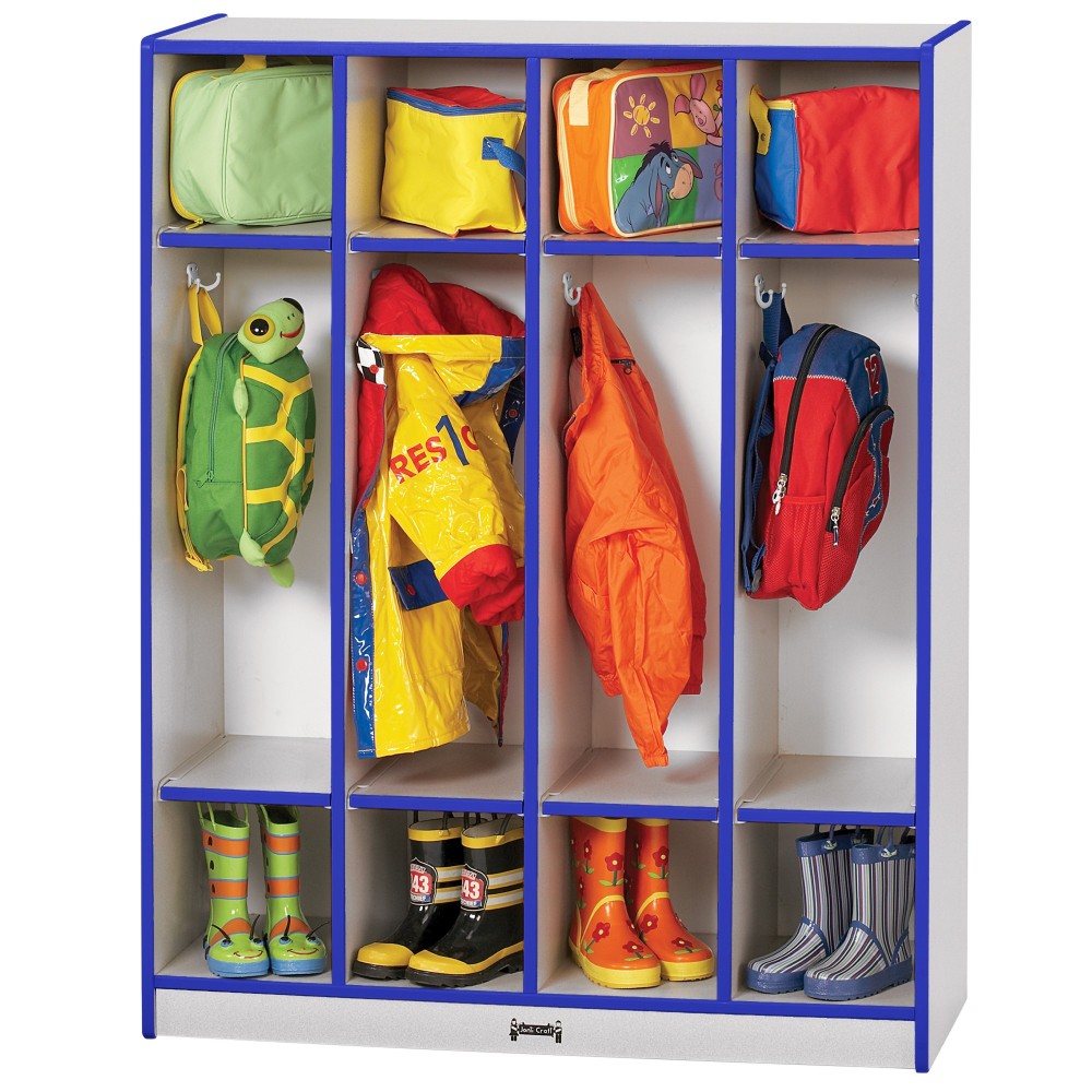 Rainbow Accents 4 Section Coat Locker - Blue Rainbow Accents 4 Section Coat Locker - Blue