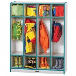 Rainbow Accents 4 Section Coat Locker - Teal