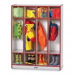 Rainbow Accents 4 Section Coat Locker - Red