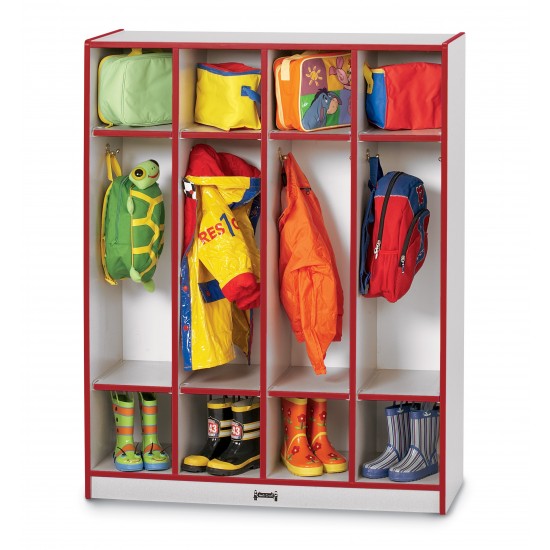 Rainbow Accents 4 Section Coat Locker - Red