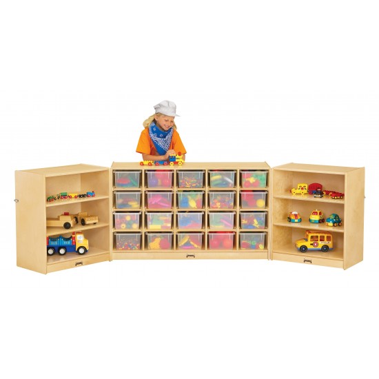 Jonti-Craft 20 Cubbie-Tray Triple Fold-n-Lock - with Colored Trays