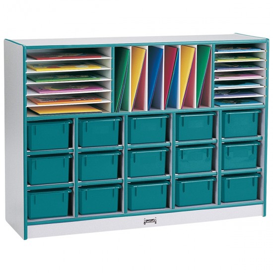 Rainbow Accents Sectional Cubbie-Tray Mobile Unit - with Trays - Teal