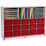 Rainbow Accents Sectional Cubbie-Tray Mobile Unit - with Trays - Red